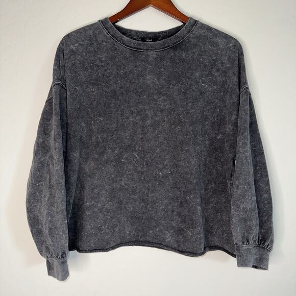 Rails Women Grey Black Fade Cropped Crewneck 3/4 Sleeve Pullover Sweater Size M - Picture 1 of 8